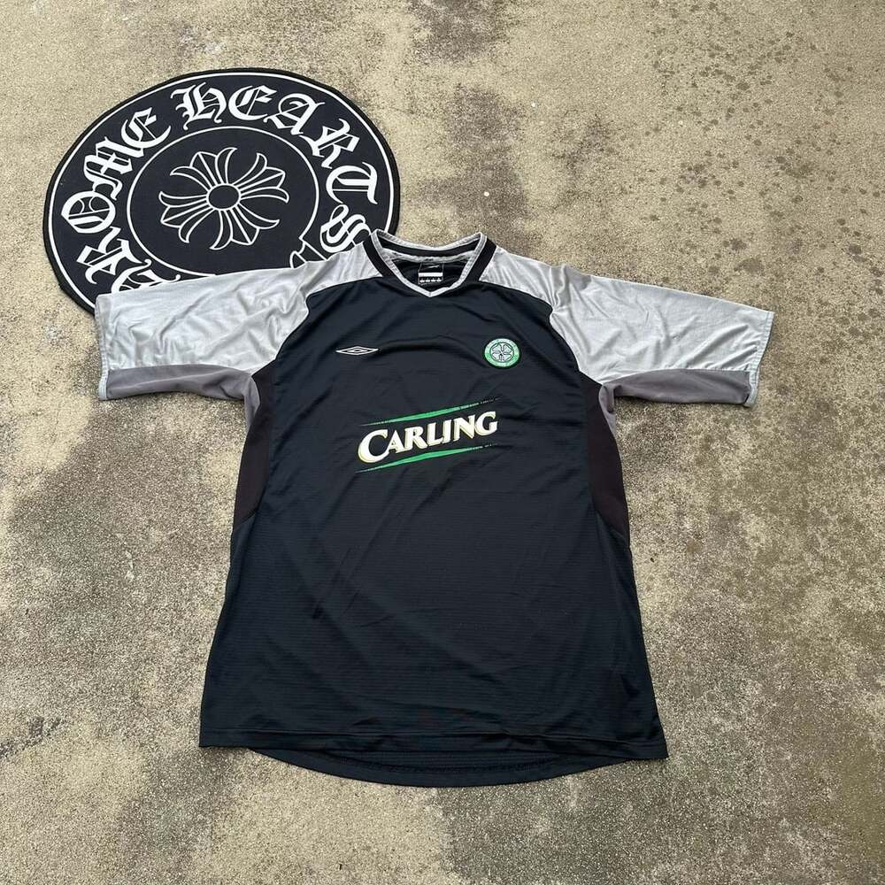 Vintage Y2K Umbro Celtic 2004-2005 Football Shirt Jersey Black Carling Size L